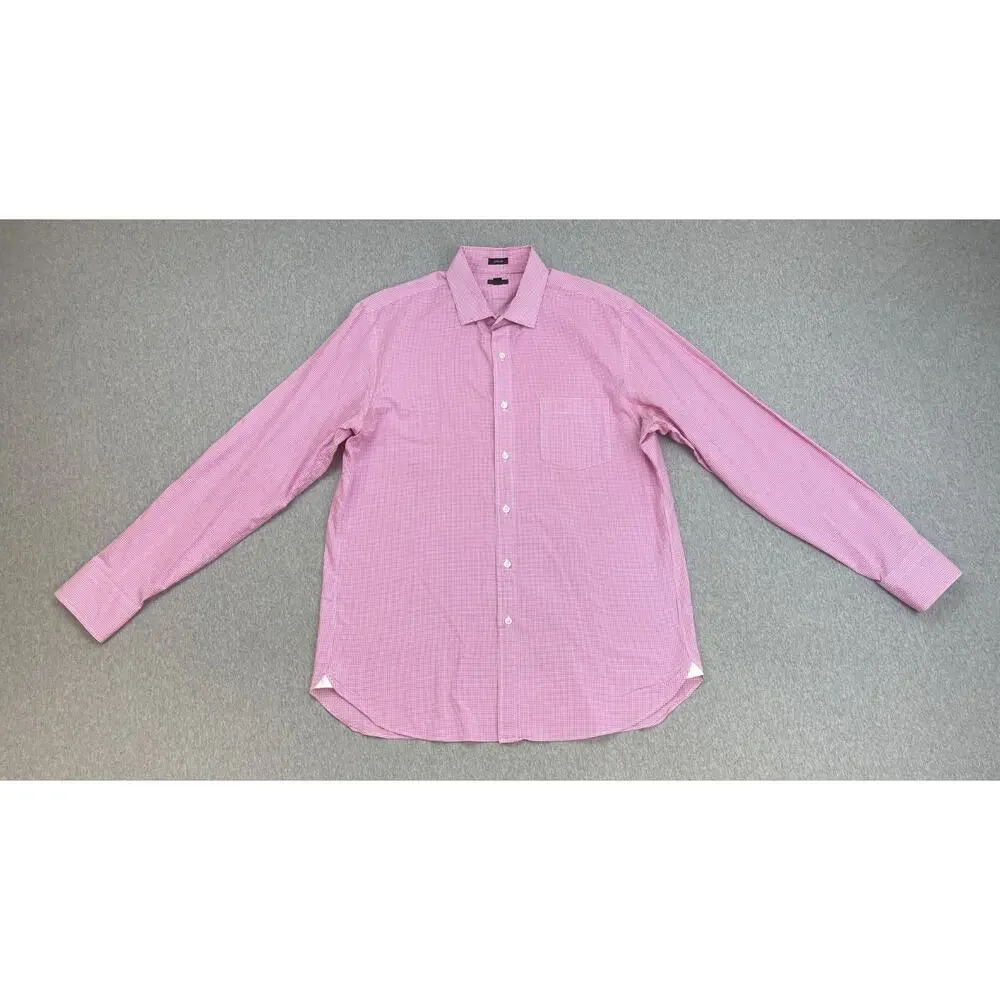 J Crew Shirt Men Large Gingham 100% Cotton‎ Ludlow 120's 2-Ply Button Up